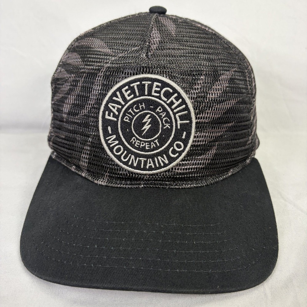 Fayettechill Hat Trucker Snapback Mens OSFM Black Camo Pitch Pack Repeat